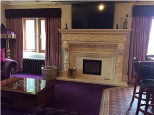 Egyptian Beige Marble Fireplace Mantels Surrounds