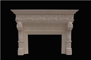 Egyptian Beige Marble Fireplace Mantels Surrounds