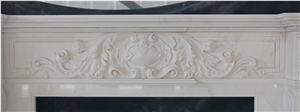 Fangshan White Marble Handcarved Stone Fireplace