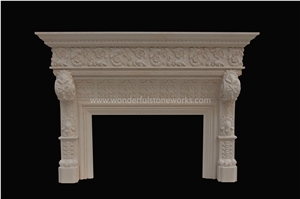 Fireplace Mantel Egyptian Beige Marble Custom-Made