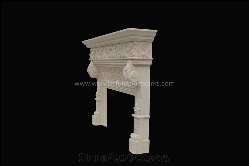 Fireplace Mantel Egyptian Beige Marble Custom-Made