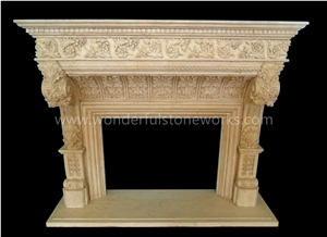 Fireplace Mantel Egyptian Beige Marble Custom-Made