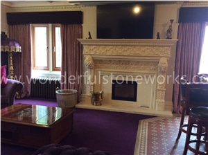 Fireplace Mantel Egyptian Beige Marble Custom-Made
