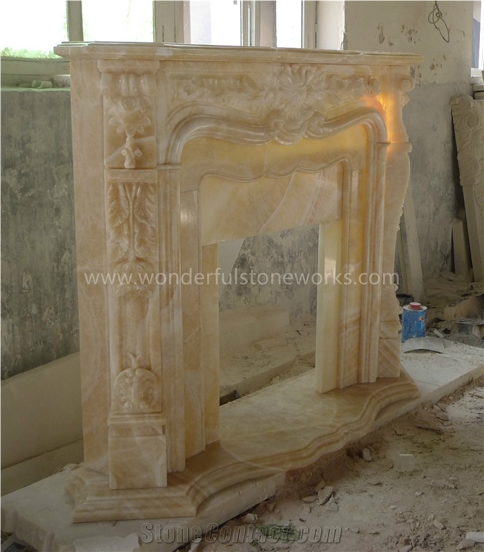 Fireplace Mantel Surround Yellow Onyx Hearth