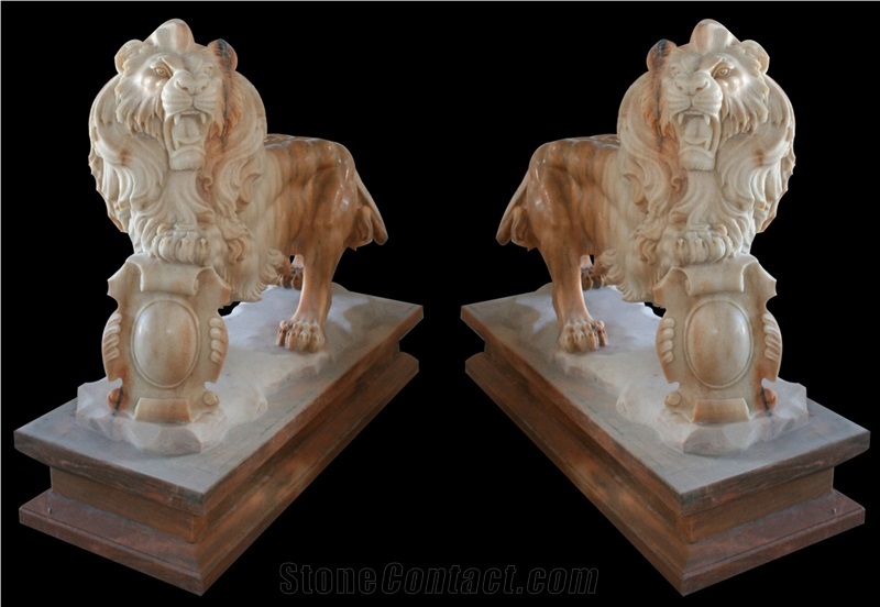 Gate Lion on Ball Statuary Statue Animal Sculpture