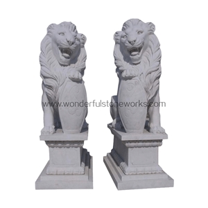 Gate Lion Statues Animal Sculptures Carvings