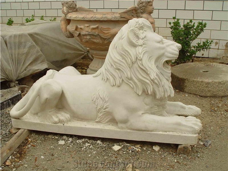 Guardian Lion Statue Animal Statuary Handcarve