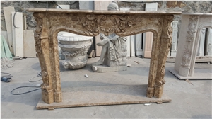 Light Emperador Marble Fireplace Mantels Surrounds