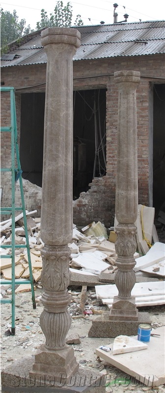 Light Emperador Marble Fireplace Mantels Surrounds