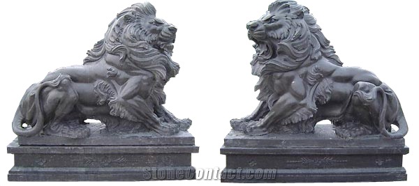 Marble Guardian Lion Guard Statue Animal Sculpture