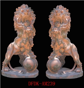 Marble Guardian Lion Guard Statue Animal Sculpture