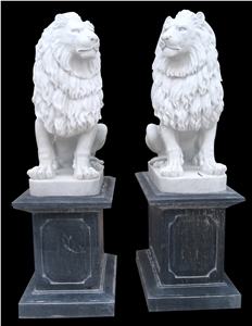 Marble Guardian Lion Guard Statue Animal Sculpture