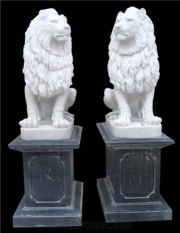 Marble Guardian Lion Guard Statue Animal Sculpture