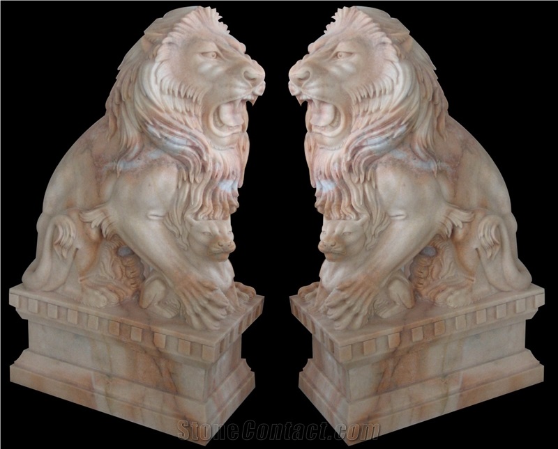 Marble Guardian Lion Guard Statue Animal Sculpture