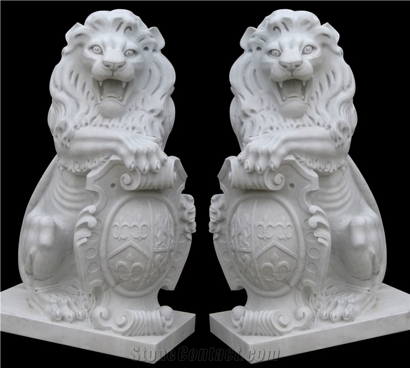 Marble Guardian Lion Guard Statue Animal Sculpture