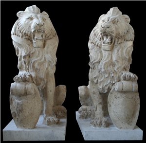 Marble Guardian Lion Guard Statue Animal Sculpture