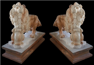 Marble Guardian Lion Guard Statue Animal Sculpture
