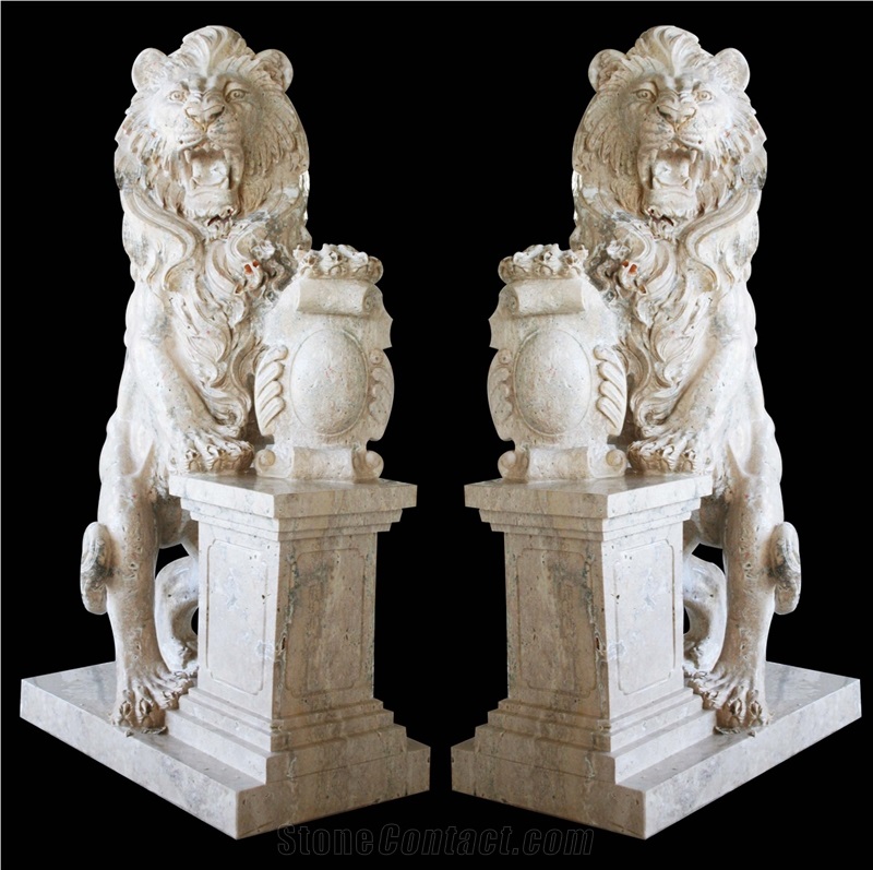 Marble Guardian Lion Guard Statue Animal Sculpture