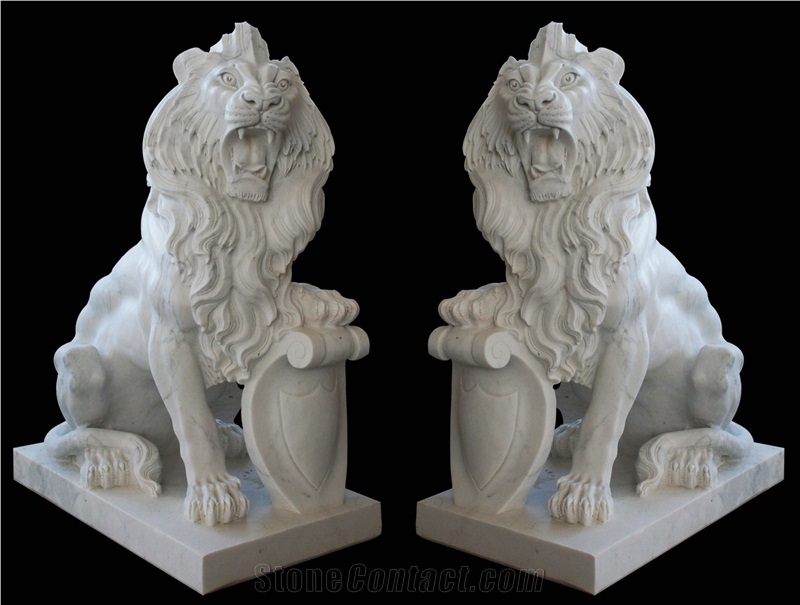 Marble Guardian Lion Guard Statue Animal Sculpture