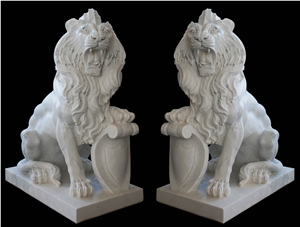 Marble Guardian Lion Guard Statue Animal Sculpture