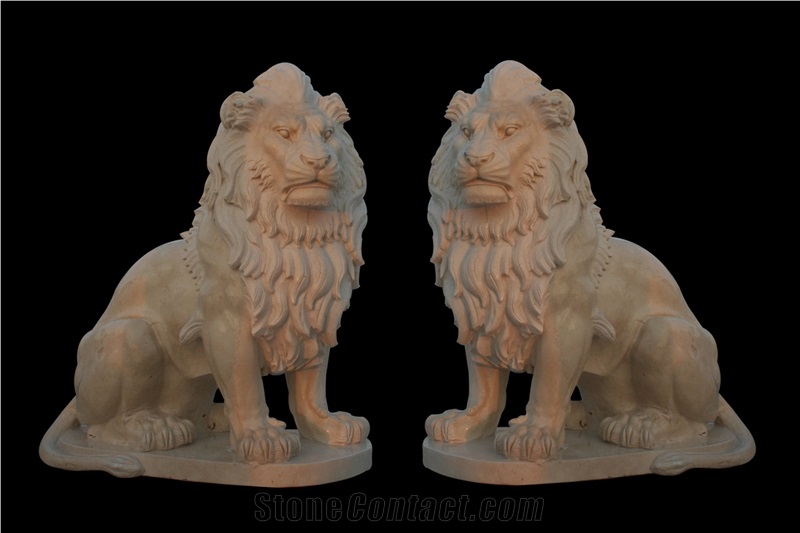 Marble Guardian Lion Guard Statue Animal Sculpture