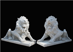 Marble Guardian Lion Guard Statue Animal Sculpture