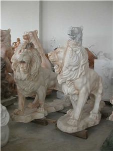 Marble Guardian Lion Guard Statue Animal Sculpture