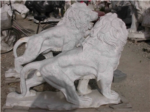 Marble Guardian Lion Guard Statue Animal Sculpture