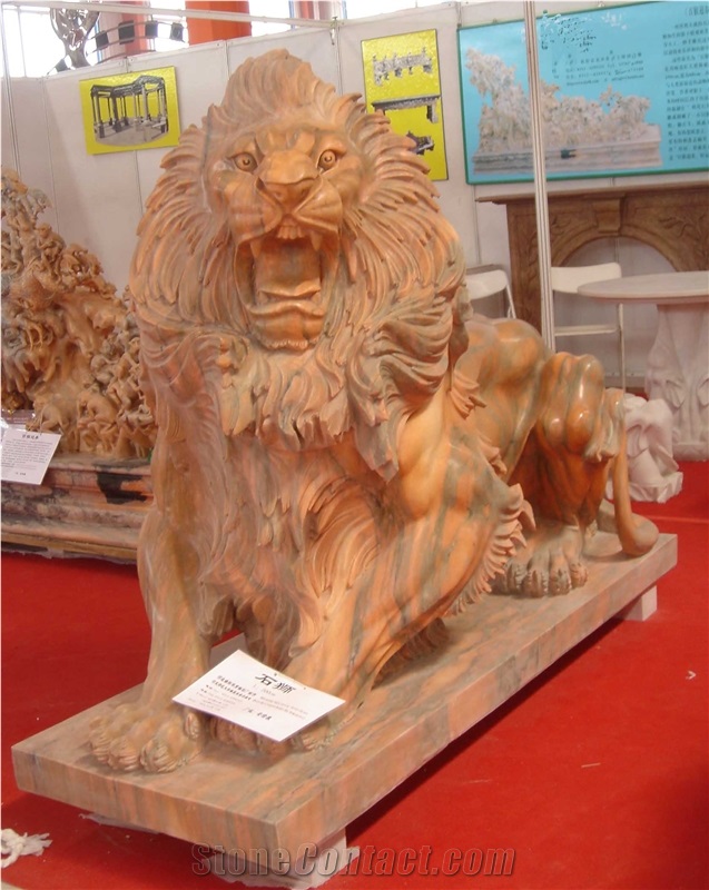 Marble Guardian Lion Guard Statue Animal Sculpture