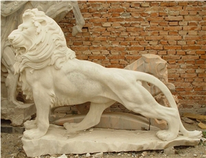 Marble Guardian Lion Guard Statue Animal Sculpture