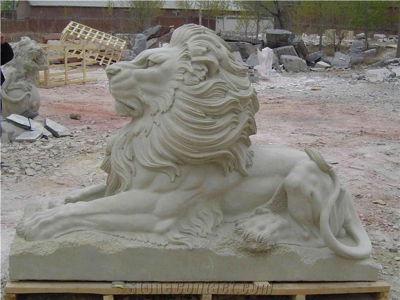 Marble Guardian Lion Guard Statue Animal Sculpture