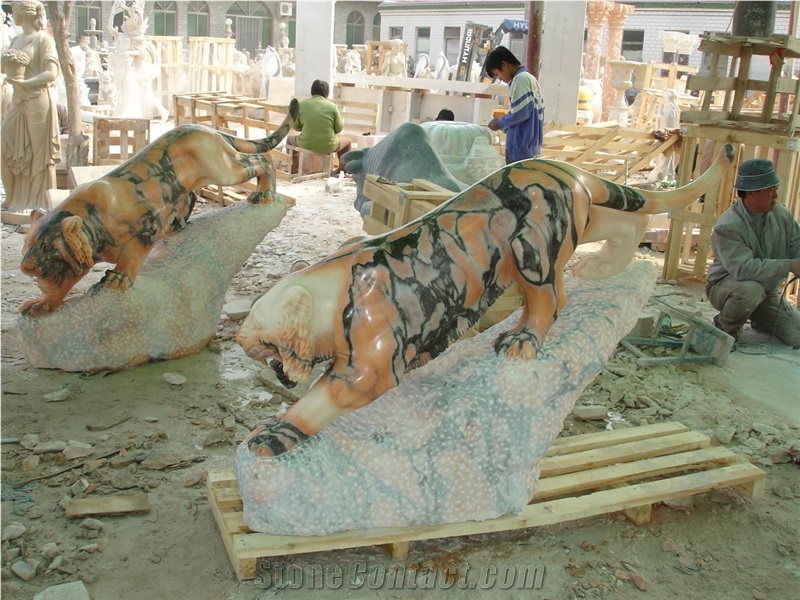 Marble Guardian Lion Guard Statue Animal Sculpture