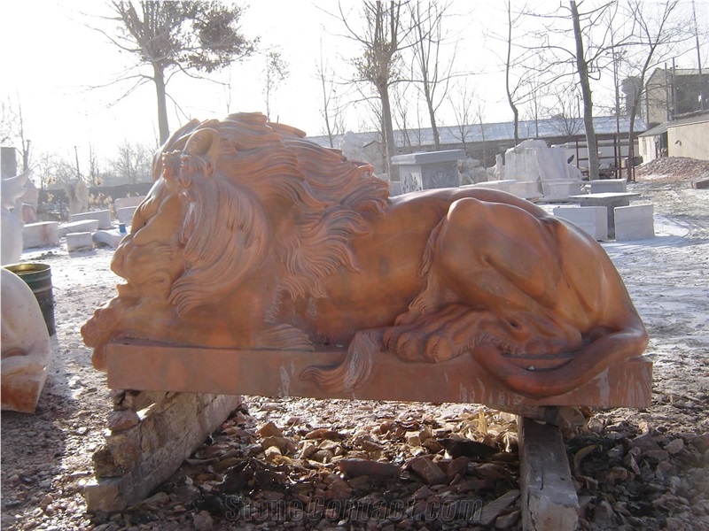Marble Guardian Lion Guard Statue Animal Sculpture