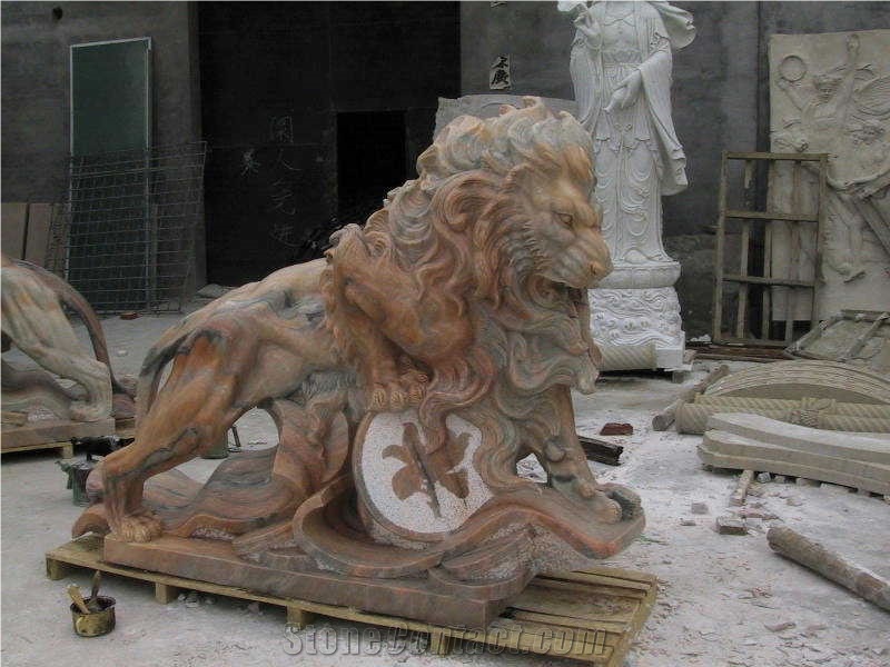 Marble Guardian Lion Guard Statue Animal Sculpture