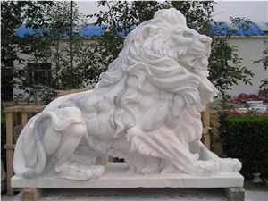 Marble Guardian Lion Guard Statue Animal Sculpture