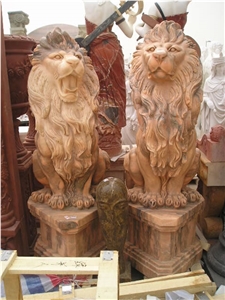 Marble Guardian Lion Guard Statue Animal Sculpture