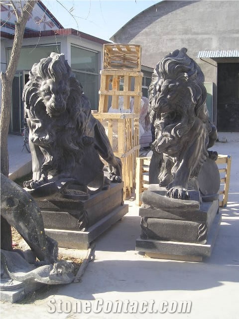 Marble Guardian Lion Guard Statue Animal Sculpture