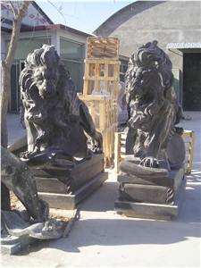 Marble Guardian Lion Guard Statue Animal Sculpture