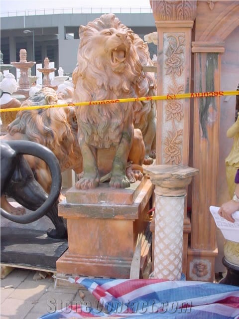 Marble Guardian Lion Guard Statue Animal Sculpture