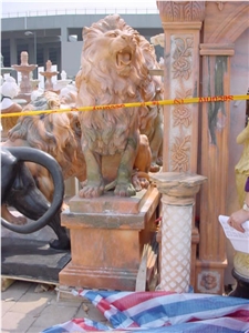 Marble Guardian Lion Guard Statue Animal Sculpture Marble Guardian Lion Guard Statue Animal Sculpture