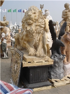 Marble Guardian Lion Guard Statue Animal Sculpture