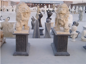 Marble Guardian Lion Guard Statue Animal Sculpture