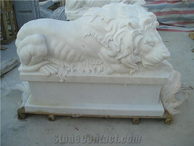 Marble Guardian Lion Guard Statue Animal Sculpture