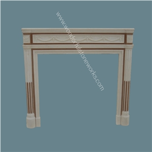 Marble Inlaid Fireplace Mantel Surround Hearth