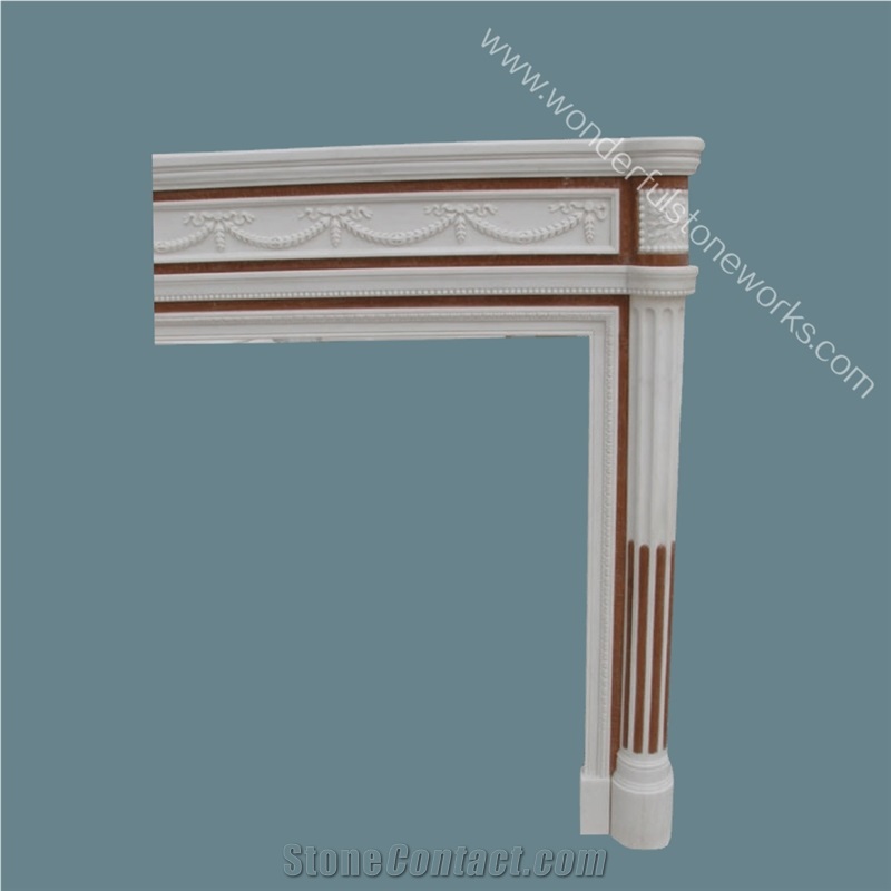 Marble Inlaid Fireplace Mantel Surround Hearth