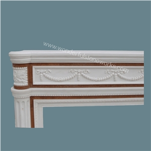 Marble Inlaid Fireplace Mantel Surround Hearth