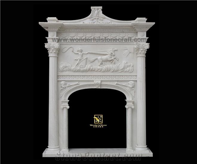 Marble over Mantel Fireplace Surround Hearth