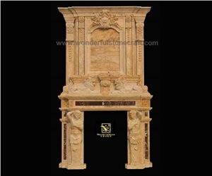 Marble over Mantel Fireplace Surround Hearth