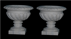 Marble Sculptured Flower Pot Planter Vases Garden