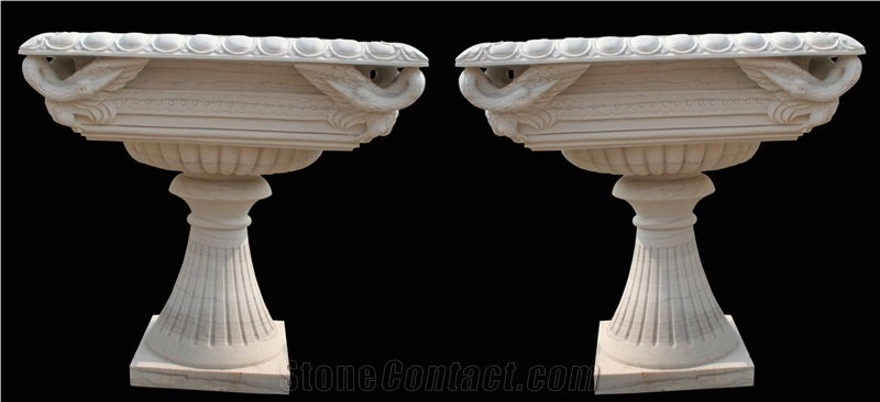 Marble Sculptured Flower Pot Planter Vases Garden
